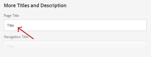 The Page Title field in the Page Properties