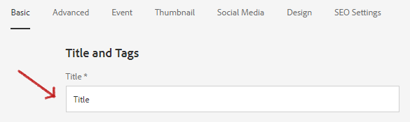 The Title field in the Page Properties